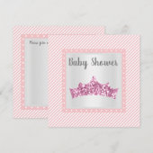 ピンクストライププリンセス テーマのベビーシャワー 招待状 (正面/裏面)