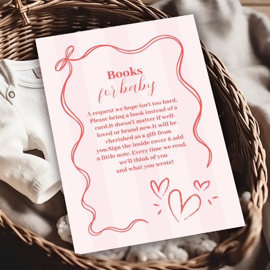 ピンクストライプベビーコケットボウブックス エンクロージャーカード