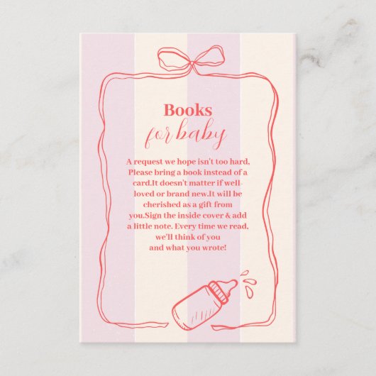 ピンクストライプベビーコケットボウブックス エンクロージャーカード (正面)