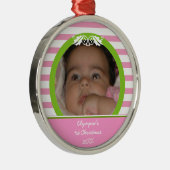ピンクストライプベビー第1回クリスマスフォトオーナメント メタルオーナメント (右)