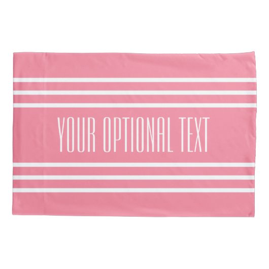 ピンクストライプ文字カスタム枕ケース 枕カバー (裏面)