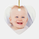 ピンクストライプ男の赤ちゃんフォトバレンタインデー セラミックオーナメント (裏面)