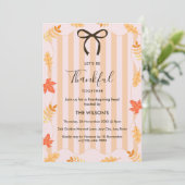 ピンクストライプ紅葉感謝祭ディナー 招待状 (スタンド正面)