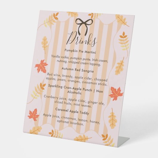 ピンクストライプ紅葉感謝祭ドリンク 台座サイン (正面)