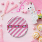 ピンクストライプ紙プレート ペーパープレート (パーティー)