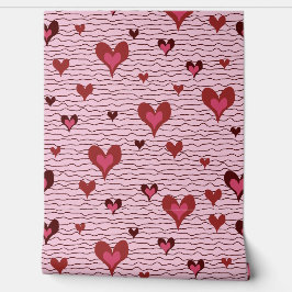 ピンクストライプ色とハートへの愛 壁紙