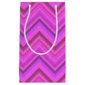 ピンクストライプ色のジグザグ模様 スモールペーパーバッグ (正面)