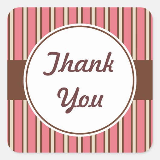 ピンクストライプ色のステッカー スクエアシール (正面)