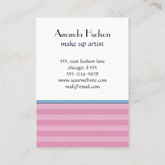 ピンクストライプ色のストライプストライプの、パターン、線 名刺 (裏面)