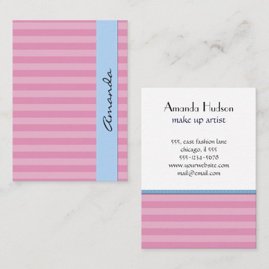 ピンクストライプ色のストライプストライプの、パターン、線 名刺 (正面/裏面)