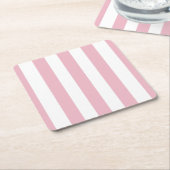 ピンクストライプ色のストライプ、パタストライプのーン スクエアペーパーコースター (アングル)