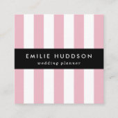 ピンクストライプ色のストライプ、パタストライプのーン スクエア名刺 (正面)