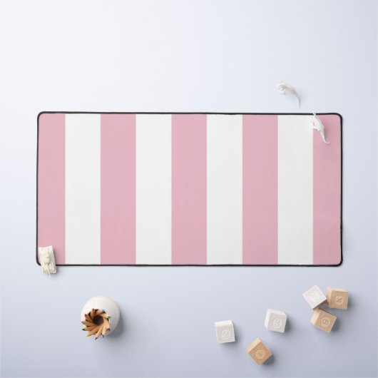ピンクストライプ色のストライプ、パタストライプのーン デスクマット (キッズテーブル)