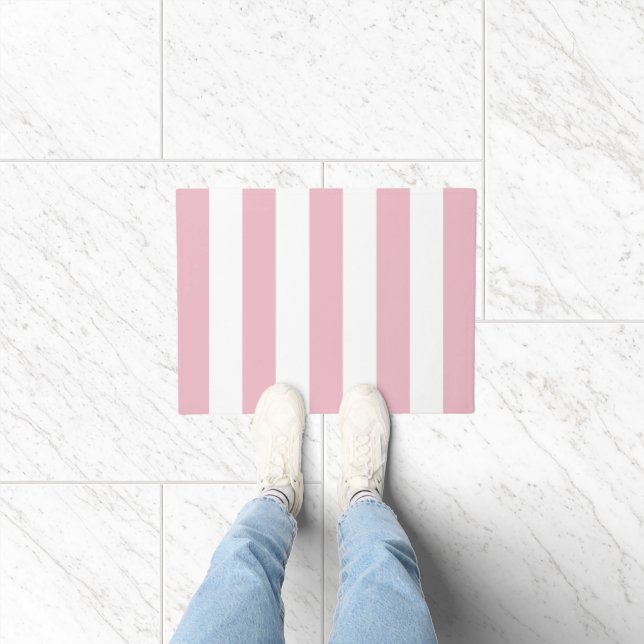 ピンクストライプ色のストライプ、パタストライプのーン ドアマット (室内)