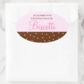 ピンクストライプ色のドット自家製 楕円形シール (バッグ)