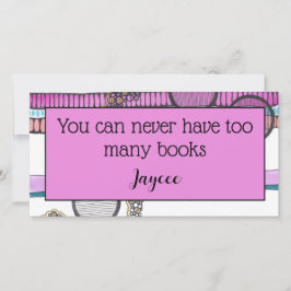 ピンクストライプ色のドードルブックマーク サンキューカード