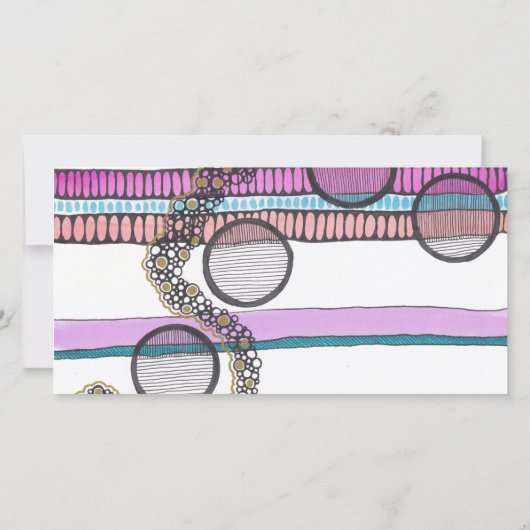 ピンクストライプ色のドードルブックマーク サンキューカード (裏面)