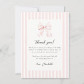 ピンクストライプ色のバーブベイシャワー サンキューカード (正面)