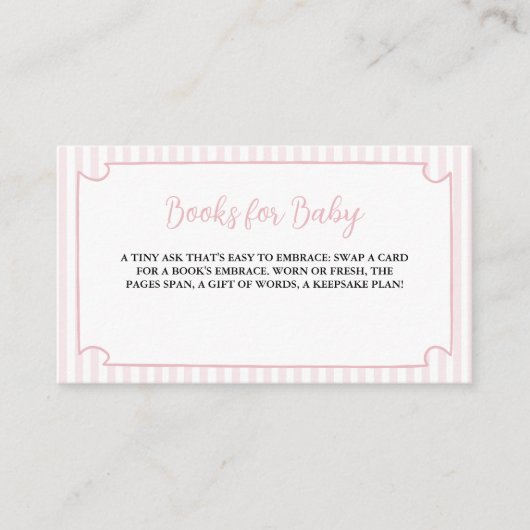 ピンクストライプ色のベビーTini Oneは途中の本 エンクロージャーカード (正面)