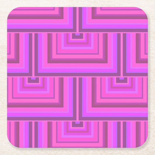 ピンクストライプ色の四角はかりで測形 スクエアペーパーコースター (正面)