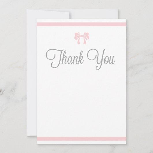 ピンクストライプ色の弓ありがとう サンキューカード (正面)
