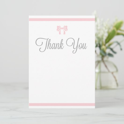 ピンクストライプ色の弓ありがとう サンキューカード (スタンド正面)