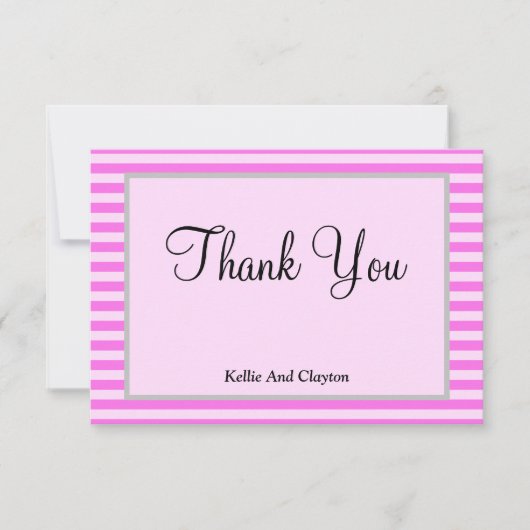 ピンクストライプ色の枠サンキューカード (正面)