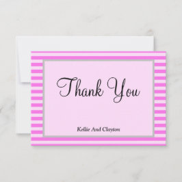 ピンクストライプ色の枠サンキューカード