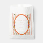 ピンクストライプ色の水の色の庭ベビーシャワー フェイバーバッグ (正面)