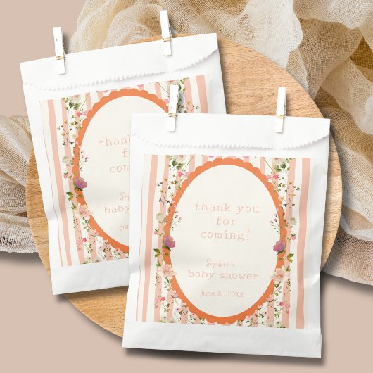 ピンクストライプ色の水の色の庭ベビーシャワー フェイバーバッグ