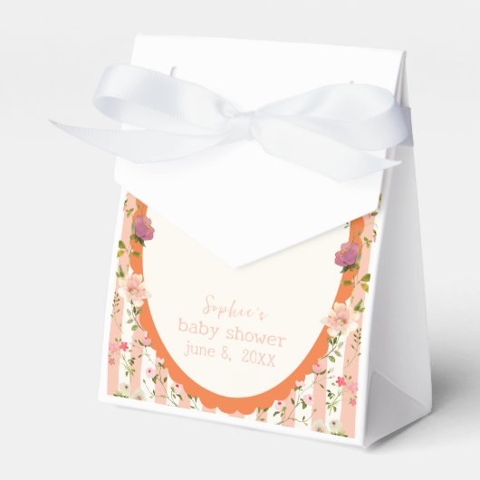 ピンクストライプ色の水の色の庭ベビーシャワー フェイバーボックス (正面サイド)