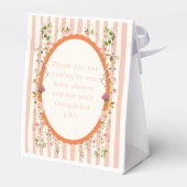 ピンクストライプ色の水の色の庭ベビーシャワー フェイバーボックス (裏面サイド)