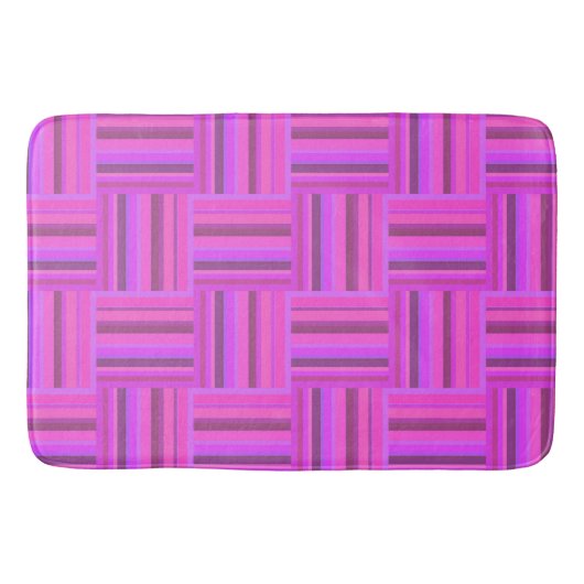 ピンクストライプ色の織りパターン バスマット (正面)