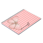 ピンクストライプ色の蝶 ノートブック (左側)