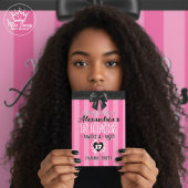 ピンクストライプ色の誕生日パーティーAny Age Photo 招待状