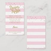 ピンクストライプ色の赤ちゃんシャワーおむつラッフルインサートガール エンクロージャーカード (正面/裏面)