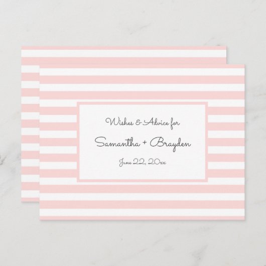 ピンクストライプ色の赤ちゃんシャワーアドバイス、祈りの言葉 アドバイスカード (正面/裏面)