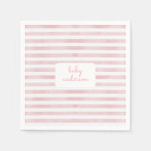 ピンクストライプ色の赤ちゃんシャワー スタンダードカクテルナプキン (正面)