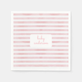 ピンクストライプ色の赤ちゃんシャワー スタンダードカクテルナプキン