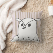 ピンクストライプ色の鳥フクロウ クッション (ブランケット)