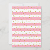 ピンクストライプ色の黒い髪の女の子ファースト聖餐式 招待状 (裏面)