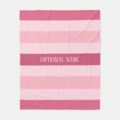 ピンクストライプ色の フリースブランケット (正面)