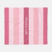 ピンクストライプ色の フリースブランケット (正面(横))