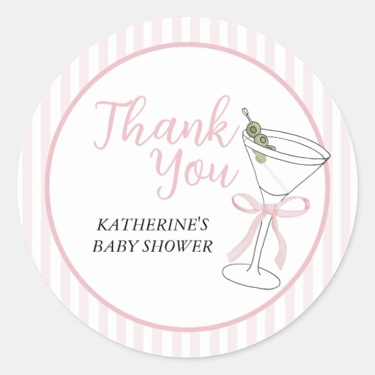 ピンクストライプ色のTini Oneは途中で感謝 ラウンドシール (正面)