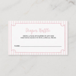 ピンクストライプ色のTini One Is on the Wayおむつラッフル エンクロージャーカード