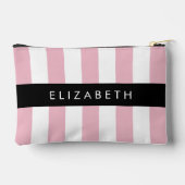 ピンクストライプ色ストライプの、パターン、線、名前 アクセサリーポーチ (裏面)