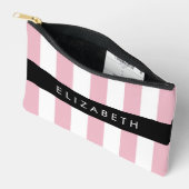 ピンクストライプ色ストライプの、パターン、線、名前 アクセサリーポーチ (見開き)