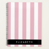 ピンクストライプ色ストライプの、パターン、線、名前 プランナー手帳 (正面)