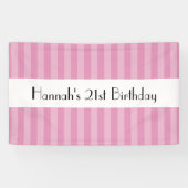 ピンクストライプ色ストライプの、パターン、線、誕生日 横断幕 (横)