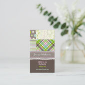 ピンクストライプ色チェック点スクライブラスコンボ 名刺 (スタンド正面)